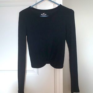 Hollister black long sleeve knotted shirt